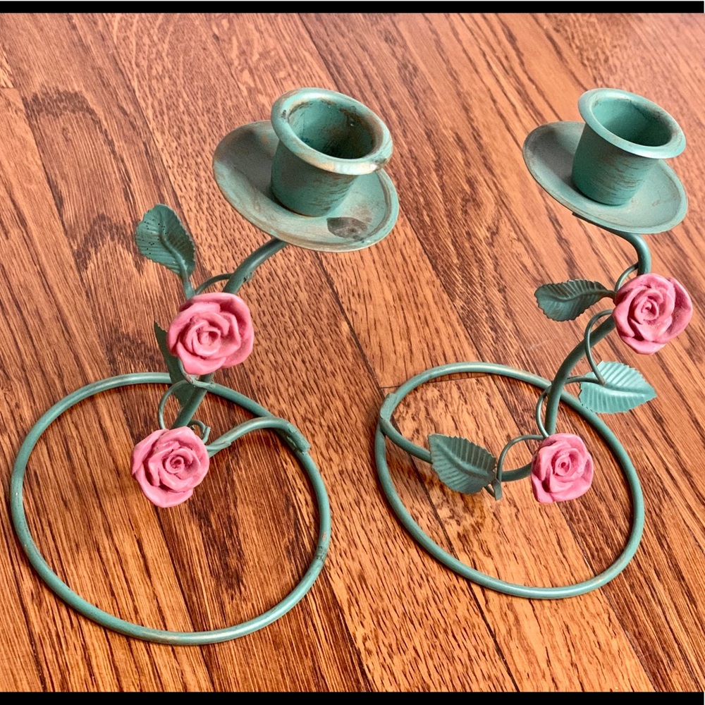 ❌SOLD❌ Vintage Shabby Chic Candle Holders